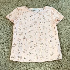 LOFT Light Pink Floral Peplum Blouse